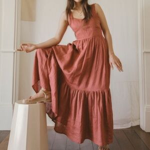 All That Remains Lucia Linen Maxi Dress | Artisan Limited Edition | Sz 6 | Red